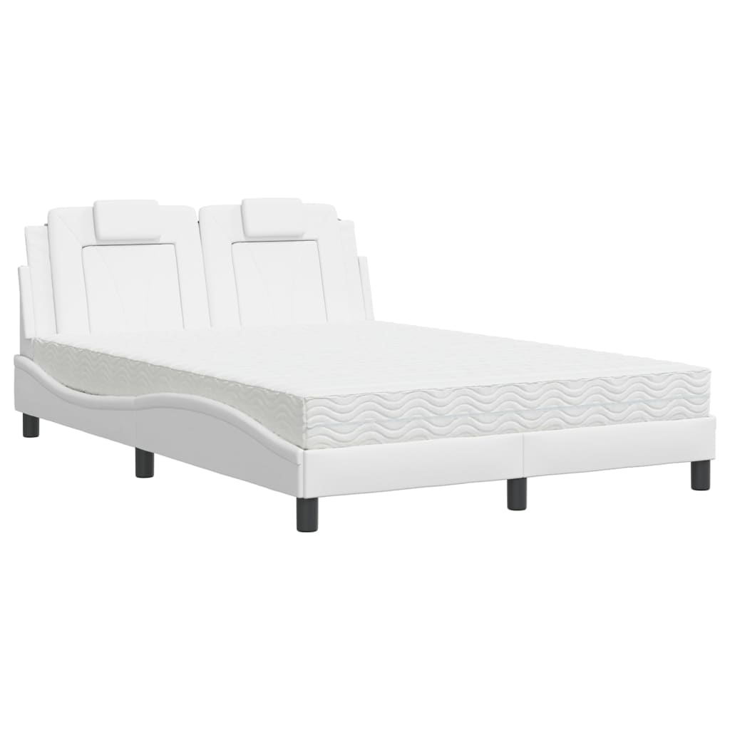 Bed "Viana" with Mattress White 140x190 cm Faux Leather