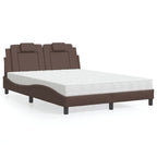Bed "Viana" with Mattress Brown 140x190 cm Faux Leather