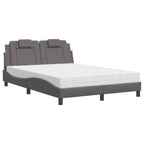Bed "Viana" with Mattress Grey 140x190 cm Faux Leather