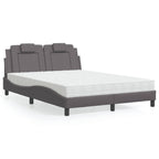 Bed "Viana" with Mattress Grey 140x190 cm Faux Leather