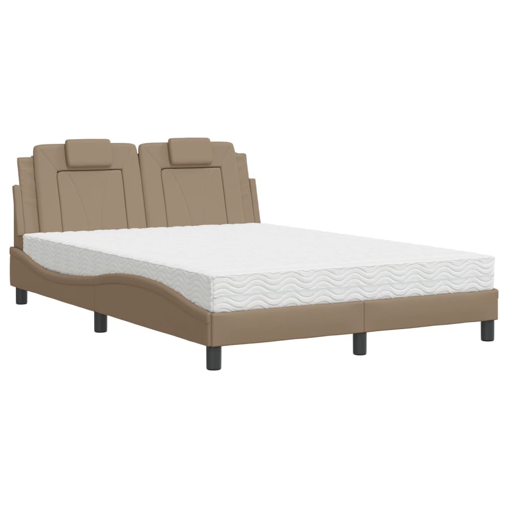 Bed "Viana" with Mattress Cappuccino 140x190 cm Faux Leather