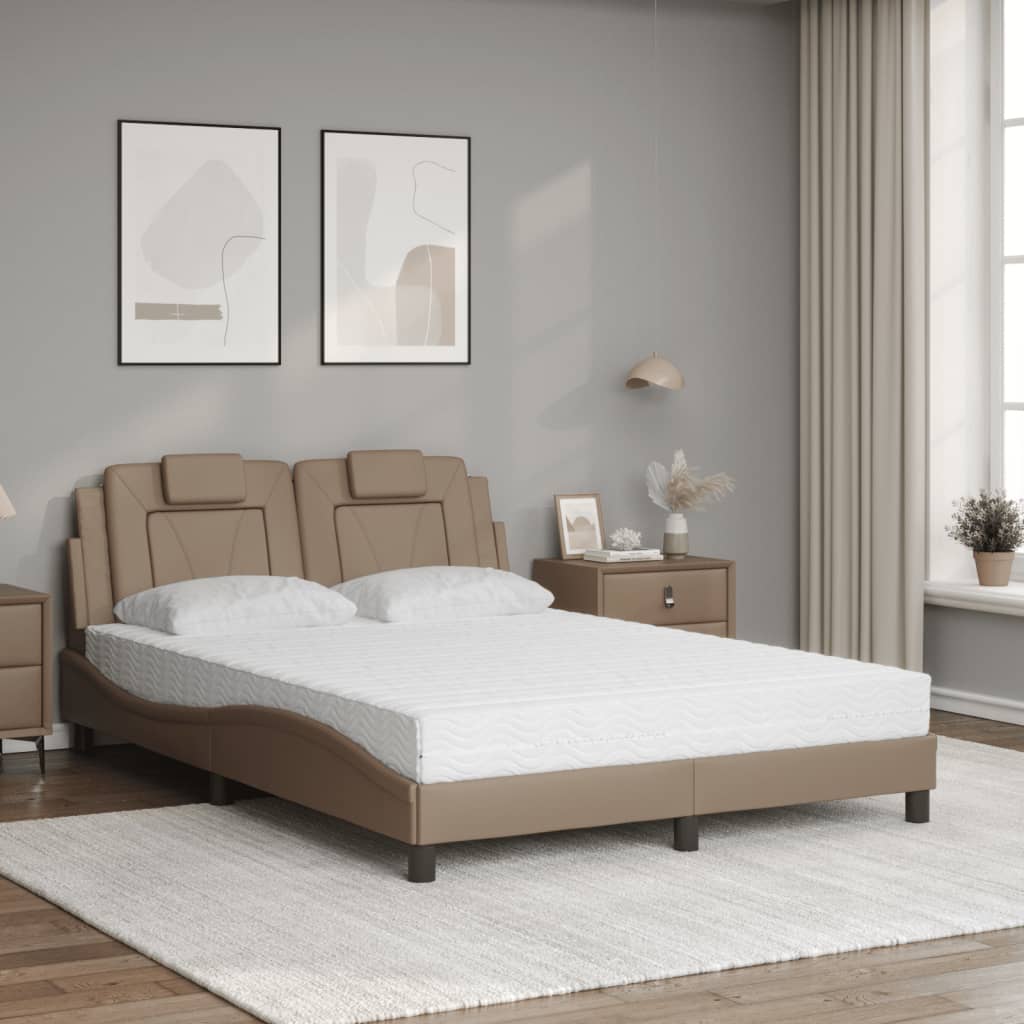 Bed "Viana" with Mattress Cappuccino 140x190 cm Faux Leather