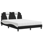 Bed "Viana" with Mattress Black and White 140x190 cm Faux Leather