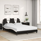 Bed "Viana" with Mattress Black and White 140x190 cm Faux Leather