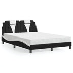 Bed "Viana" with Mattress Black and White 140x190 cm Faux Leather
