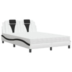 Bed "Viana" with Mattress White and Black 140x190 cm Faux Leather
