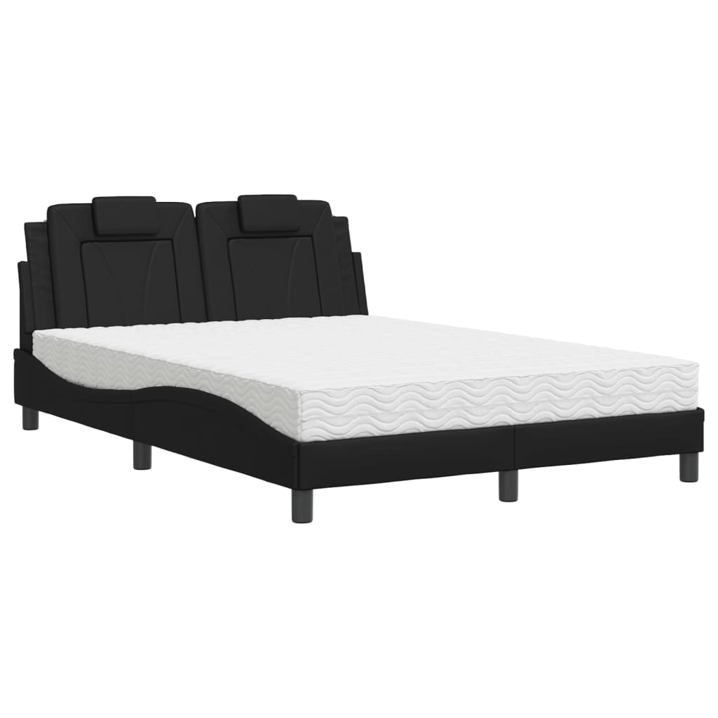 Bed "Viana" with Mattress Black 140x200 cm Faux Leather