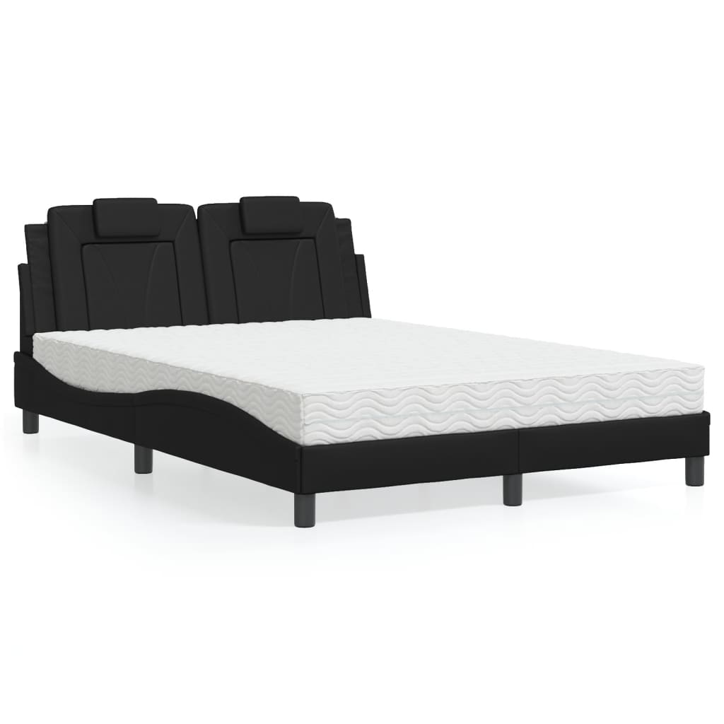 Bed "Viana" with Mattress Black 140x200 cm Faux Leather