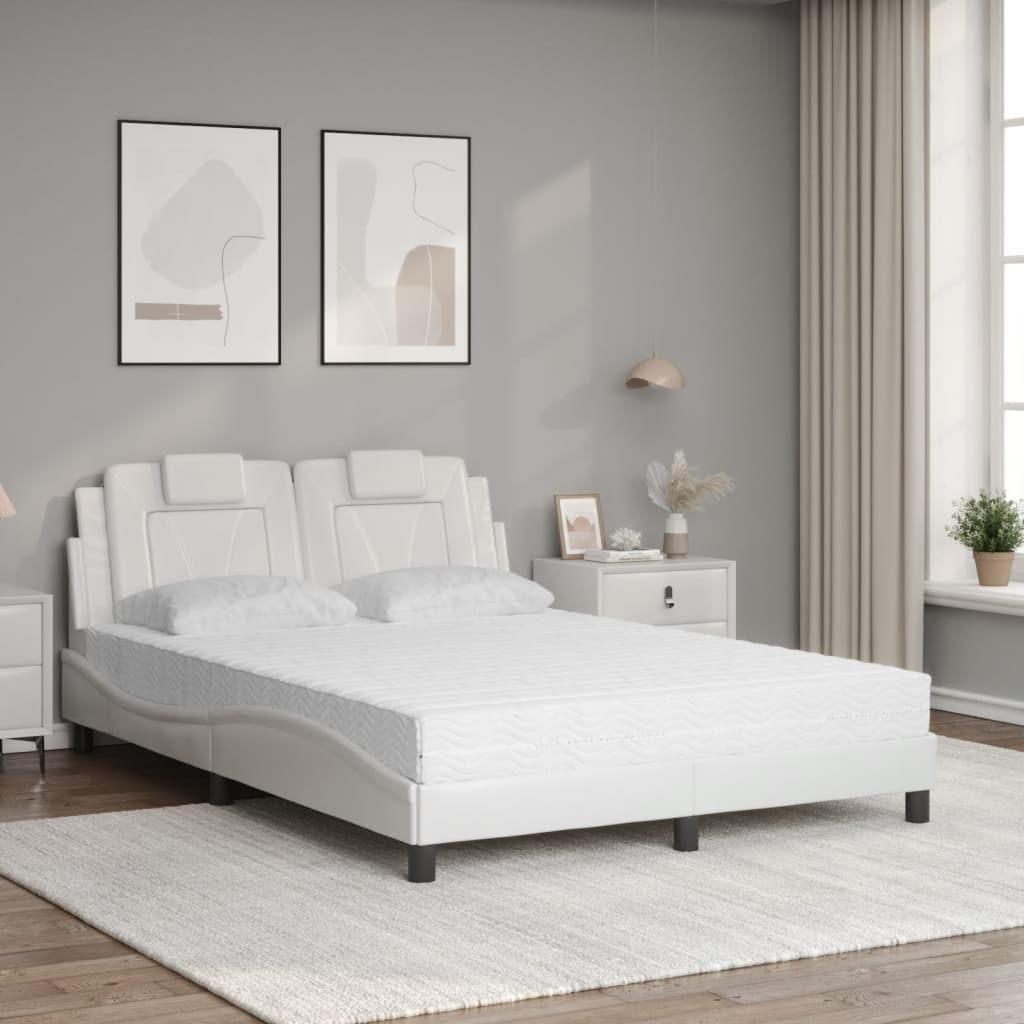 Bed "Viana" with Mattress White 140x200 cm Faux Leather
