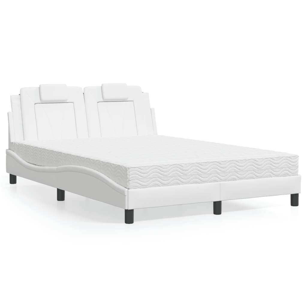 Bed "Viana" with Mattress White 140x200 cm Faux Leather