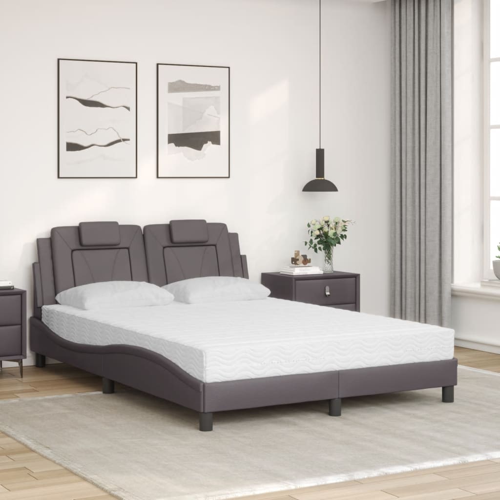 Bed "Viana" with Mattress Grey 140x200 cm Faux Leather