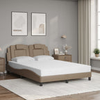Bed "Viana" with Mattress Cappuccino 140x200 cm Faux Leather