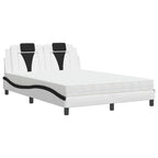 Bed "Viana" with Mattress White and Black 140x200 cm Faux Leather