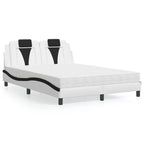 Bed "Viana" with Mattress White and Black 140x200 cm Faux Leather
