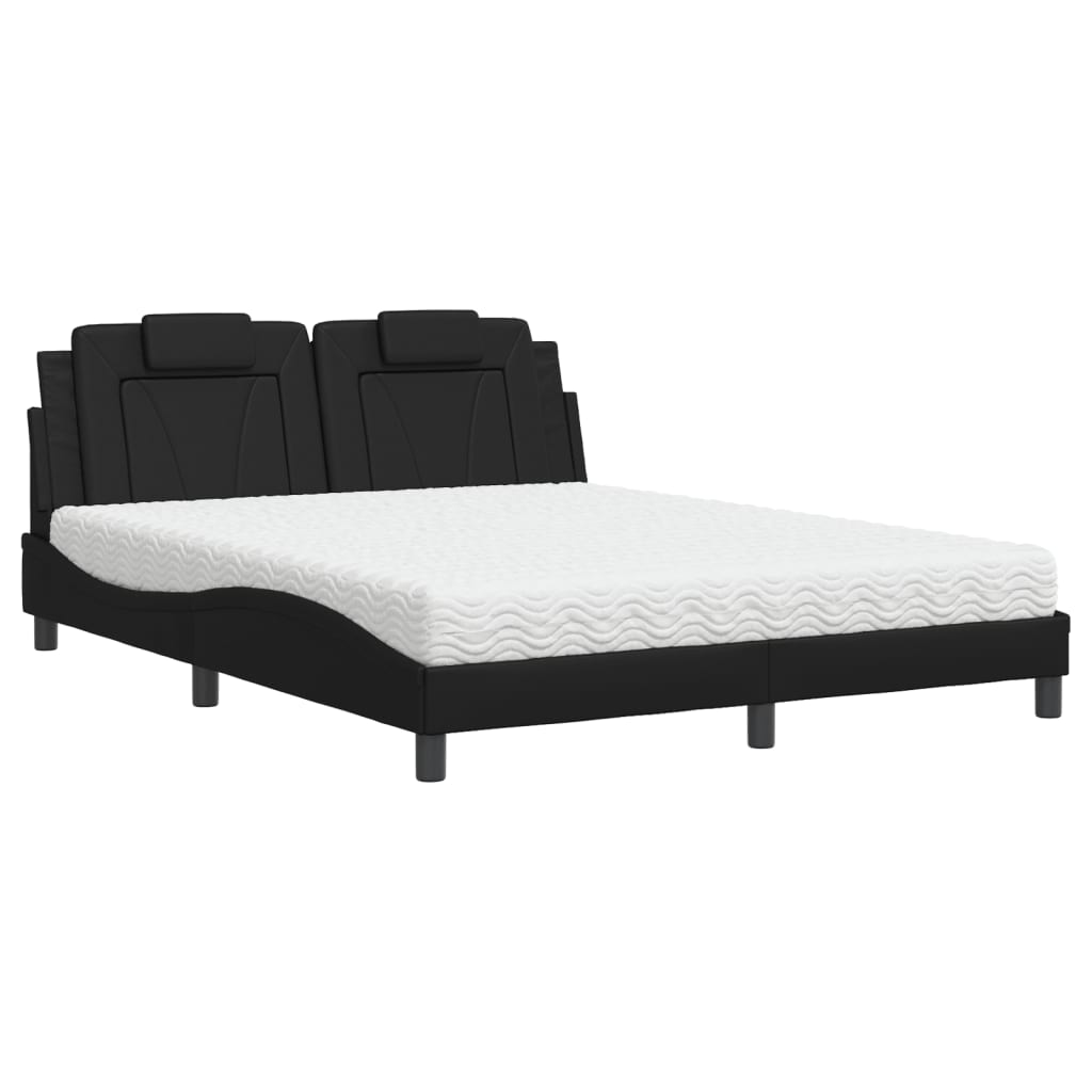 Bed "Viana" with Mattress Black 160x200 cm Faux Leather