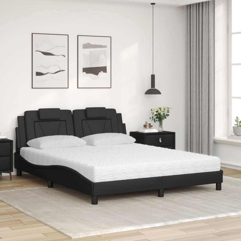 Bed "Viana" with Mattress Black 160x200 cm Faux Leather