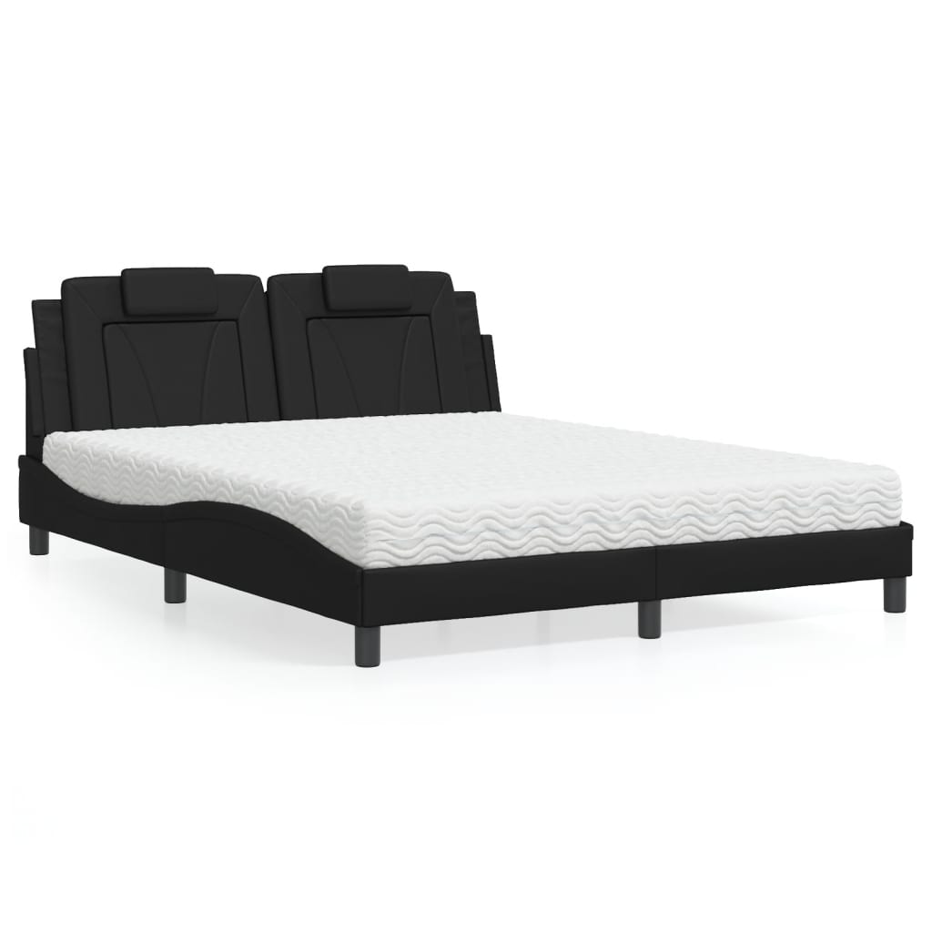 Bed "Viana" with Mattress Black 160x200 cm Faux Leather