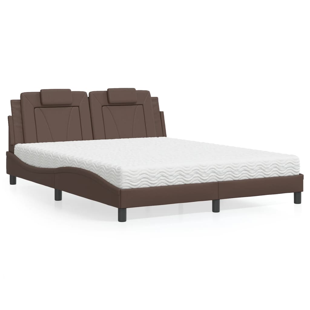 Bed "Viana" with Mattress Brown 160x200 cm Faux Leather