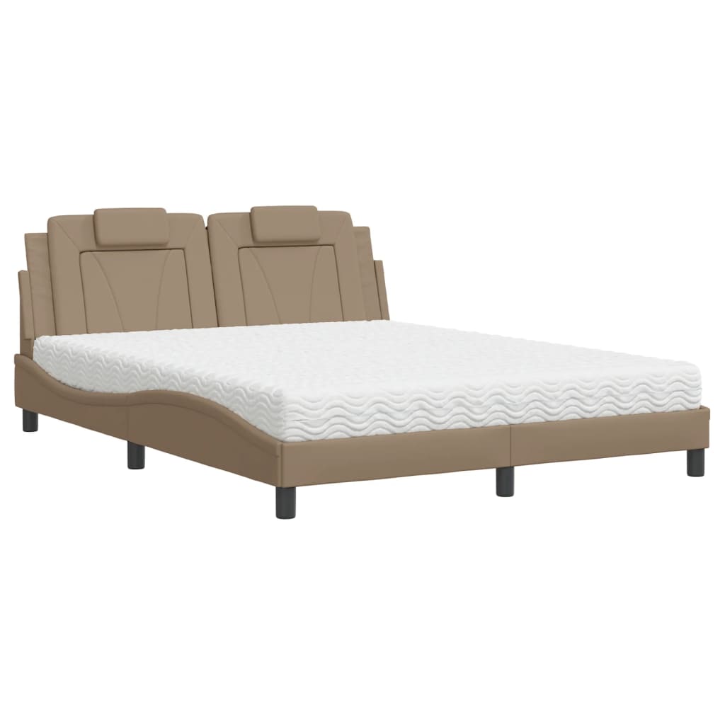 Bed "Viana" with Mattress Cappuccino 160x200 cm Faux Leather