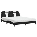 Bed "Viana" with Mattress Black and White 160x200 cm Faux Leather