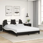 Bed "Viana" with Mattress Black and White 160x200 cm Faux Leather