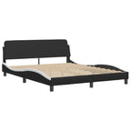 Bed "Viana" with Mattress Black and White 160x200 cm Faux Leather