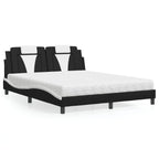 Bed "Viana" with Mattress Black and White 160x200 cm Faux Leather
