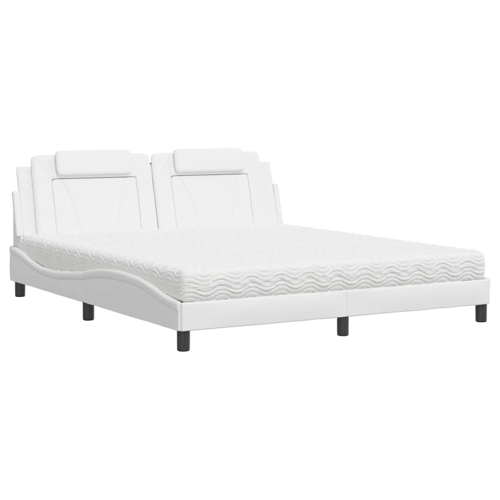 Bed "Viana" with Mattress White 180x200 cm Faux Leather