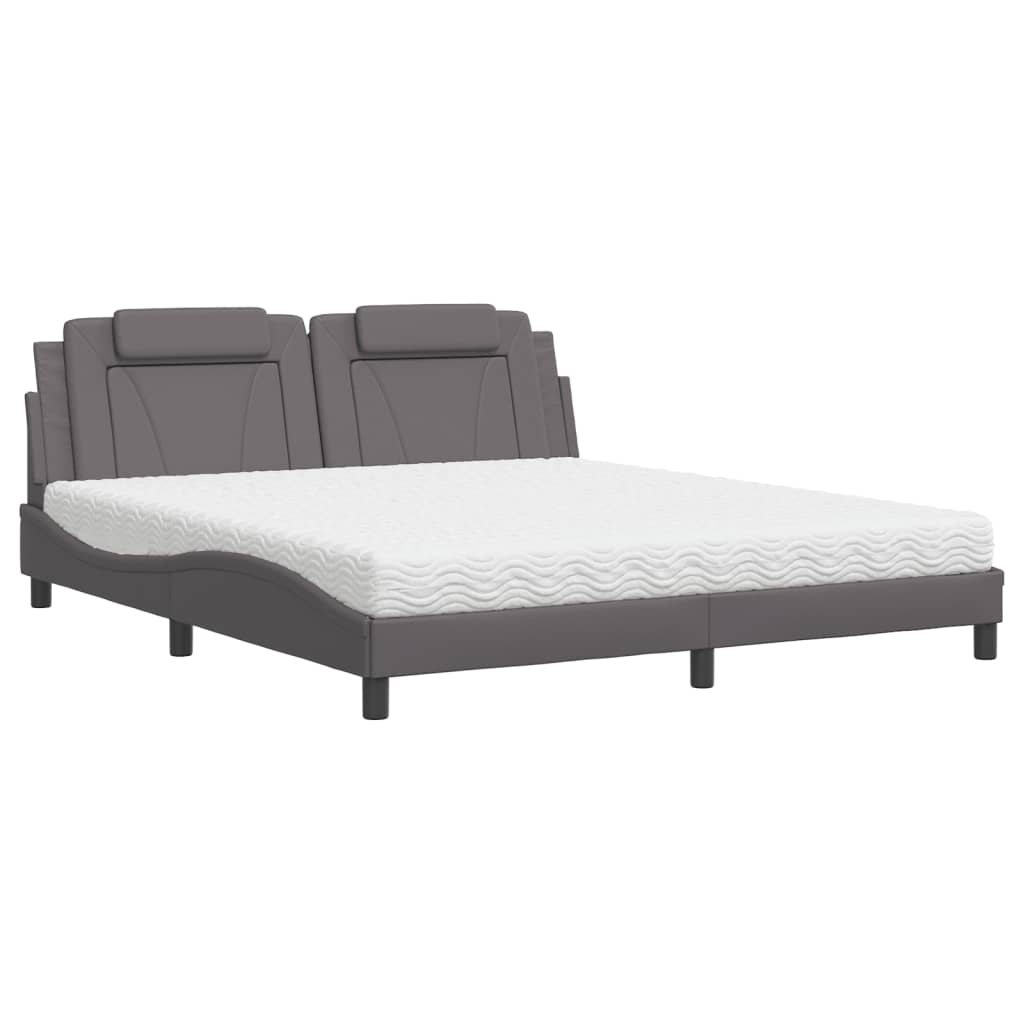 Bed "Viana" with Mattress Grey 180x200 cm Faux Leather