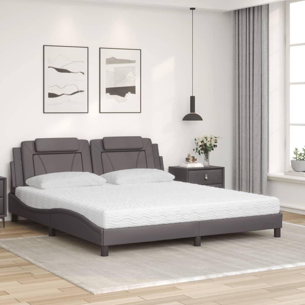 Bed "Viana" with Mattress Grey 180x200 cm Faux Leather