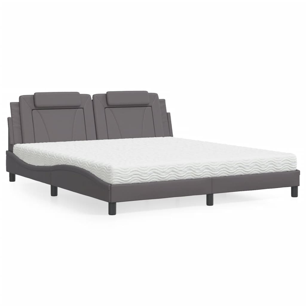 Bed "Viana" with Mattress Grey 180x200 cm Faux Leather