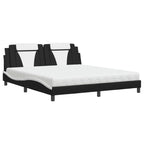 Bed "Viana" with Mattress Black and White 180x200 cm Faux Leather