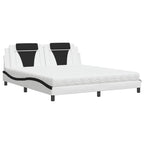 Bed "Viana" with Mattress White and Black 180x200 cm Faux Leather