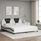 Bed "Viana" with Mattress White and Black 180x200 cm Faux Leather