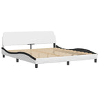 Bed "Viana" with Mattress White and Black 180x200 cm Faux Leather