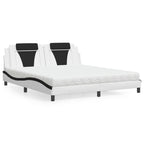 Bed "Viana" with Mattress White and Black 180x200 cm Faux Leather