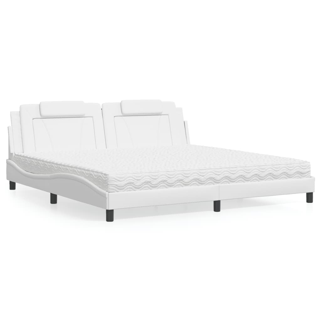 Bed "Viana" with Mattress White 200x200 cm Faux Leather