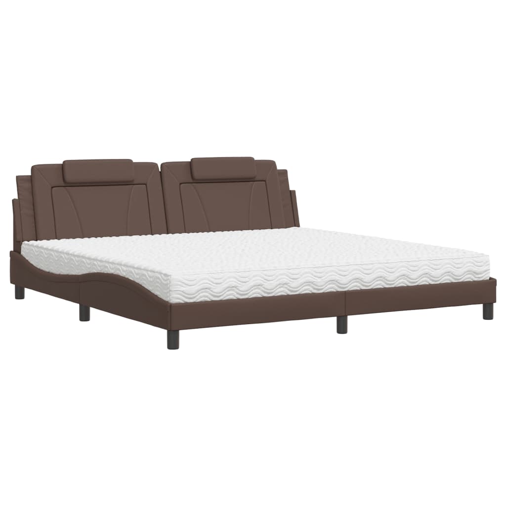 Bed "Viana" with Mattress Brown 200x200 cm Faux Leather