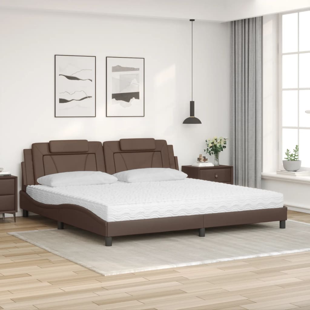 Bed "Viana" with Mattress Brown 200x200 cm Faux Leather