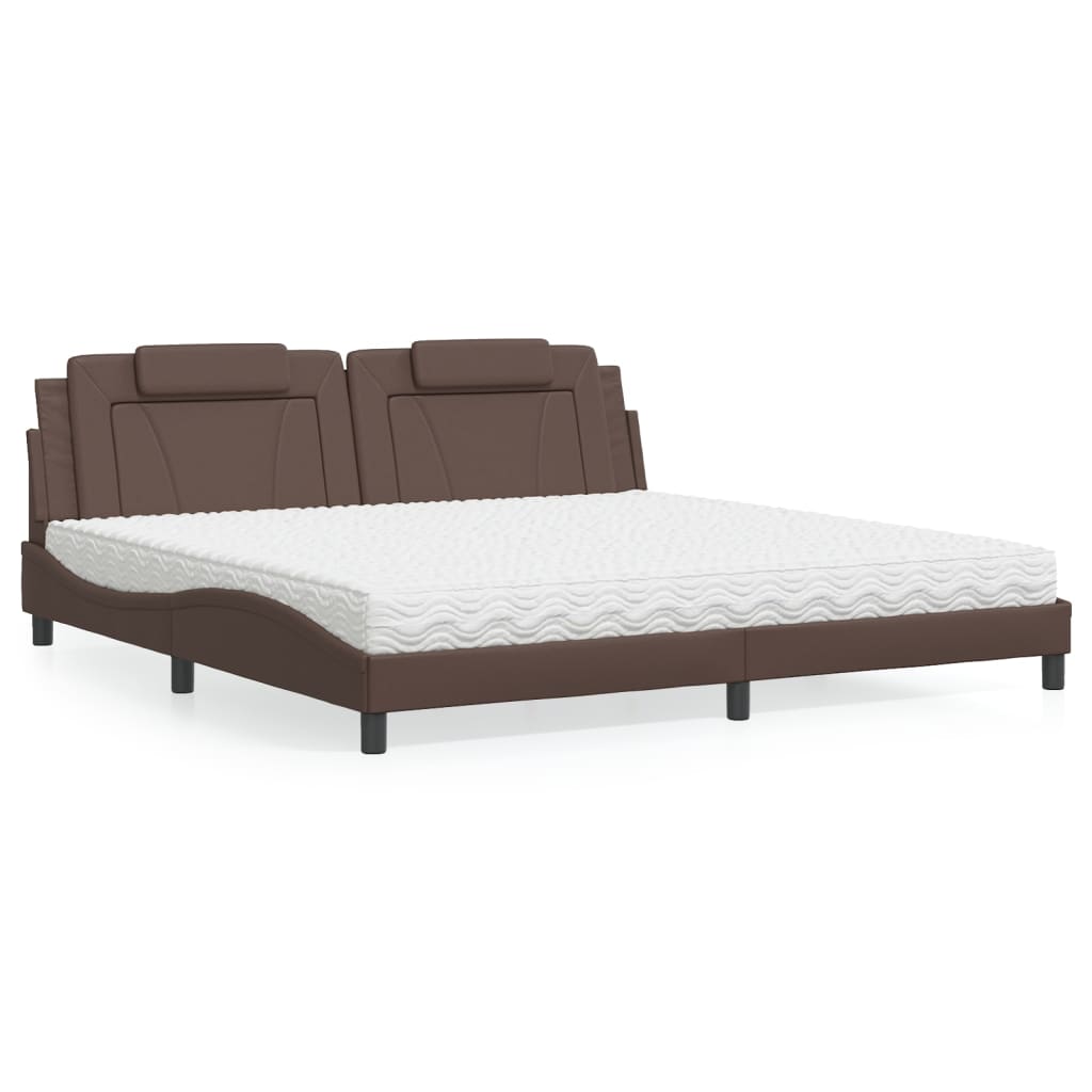 Bed "Viana" with Mattress Brown 200x200 cm Faux Leather