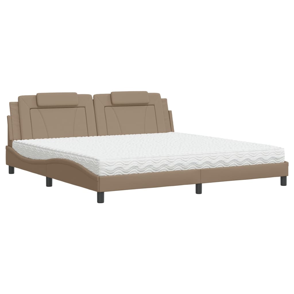 Bed "Viana" with Mattress Cappuccino 200x200 cm Faux Leather