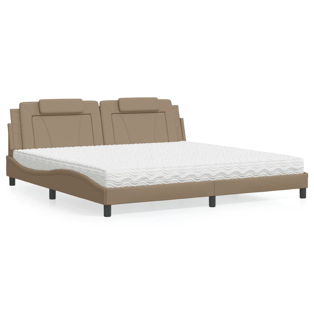 Bed "Viana" with Mattress Cappuccino 200x200 cm Faux Leather