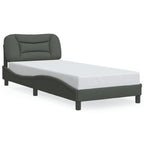Bed Frame with LED without Mattress "Hvar" Dark Grey 80x200 cm Fabric
