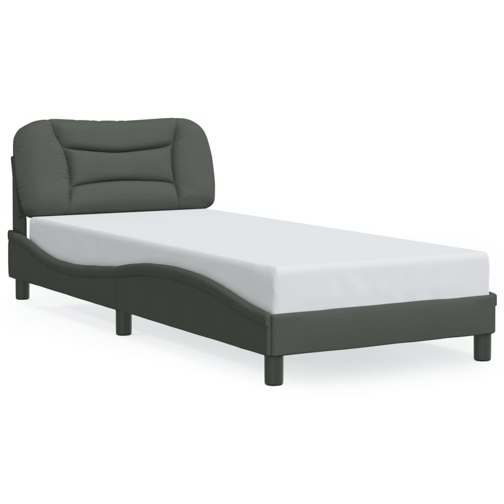 Bed Frame with LED without Mattress "Hvar" Dark Grey 80x200 cm Fabric