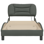 Bed Frame with LED without Mattress "Hvar" Dark Grey 80x200 cm Fabric
