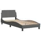 Bed Frame with LED without Mattress "Hvar" Dark Grey 80x200 cm Fabric