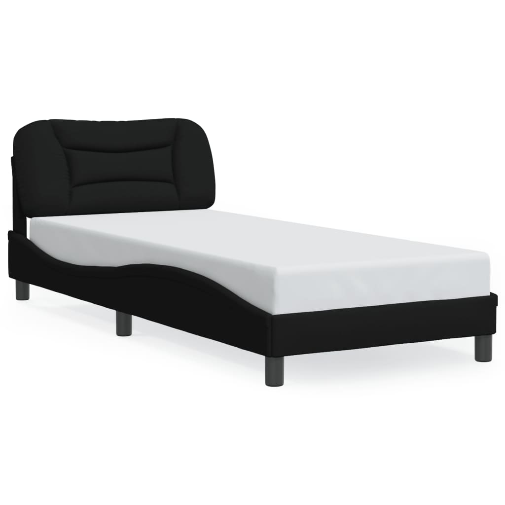 Bed Frame with LED without Mattress "Hvar" Black 80x200 cm Fabric