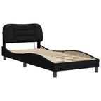Bed Frame with LED without Mattress "Hvar" Black 80x200 cm Fabric