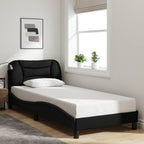 Bed Frame with LED without Mattress "Hvar" Black 80x200 cm Fabric