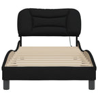 Bed Frame with LED without Mattress "Hvar" Black 80x200 cm Fabric